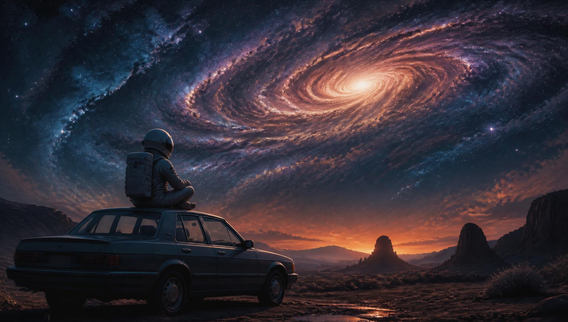 Deep Space Drive lofi wallpaper — an endless highway through the stars