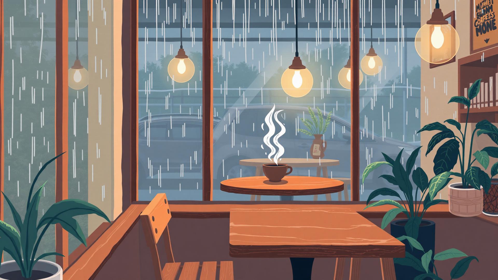 Coffee lofi wallpaper — Cafe chatter, espresso steam, slow mornings.